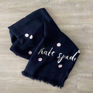 Kate Spade New York Scarf – Navy with Pink Polka Dots
